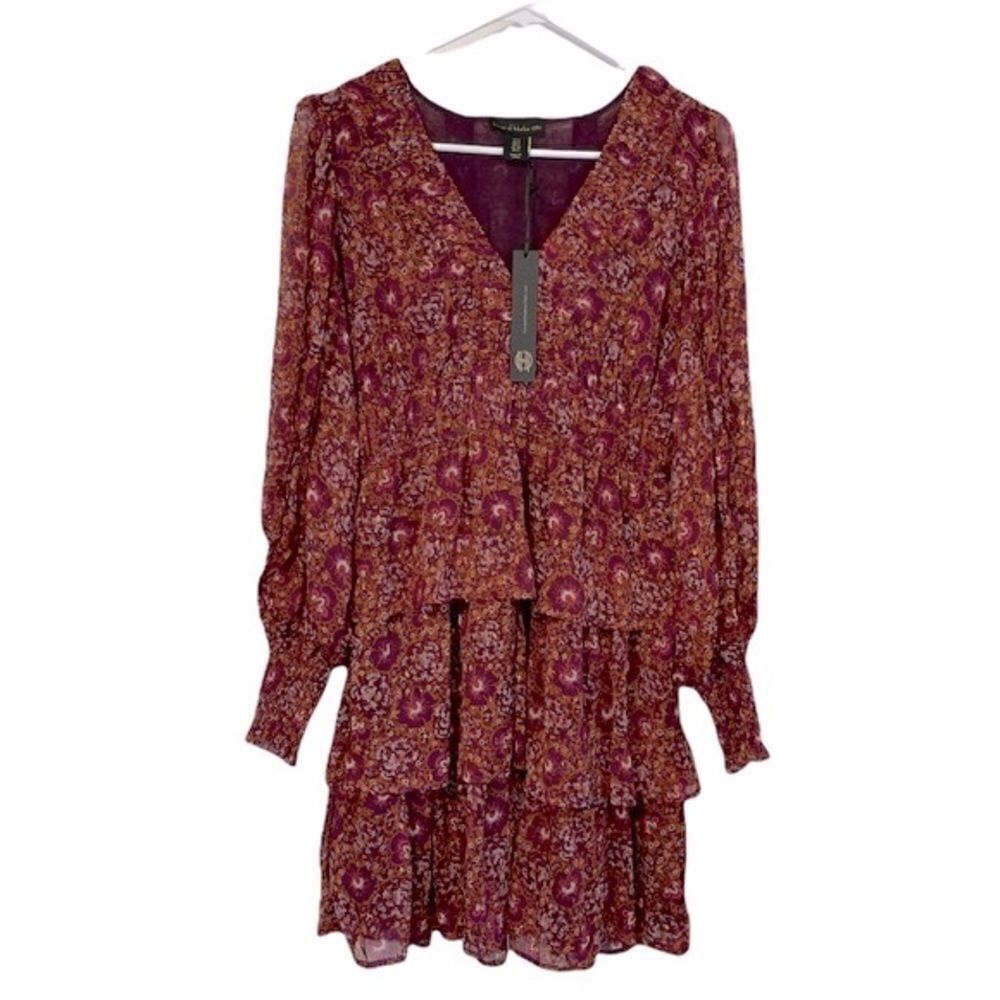HOUSE OF HARLOW 1960 Floral Ruffle Long Sleeves Mini Dress.Size 4